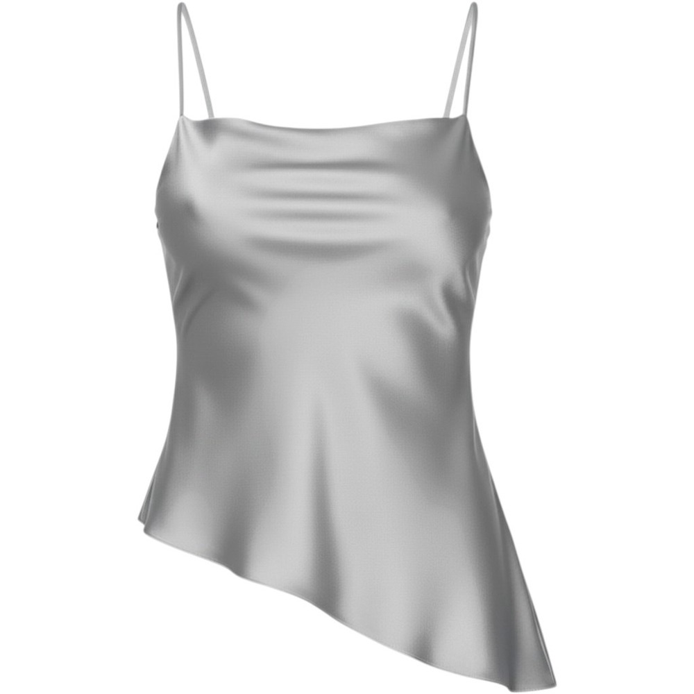 Favorite Daughter Thats Hot Top Ultimate Gray Satin Asymmetrical Cami M NEW